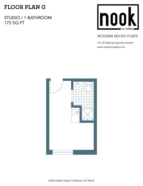 Floor plan for studio, 1 bath, 175 sqft